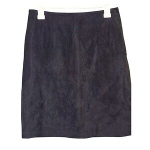 THE LIMITED Solid Black Y2K Women's Genuine Suede Leather Mini Skirt Size 10